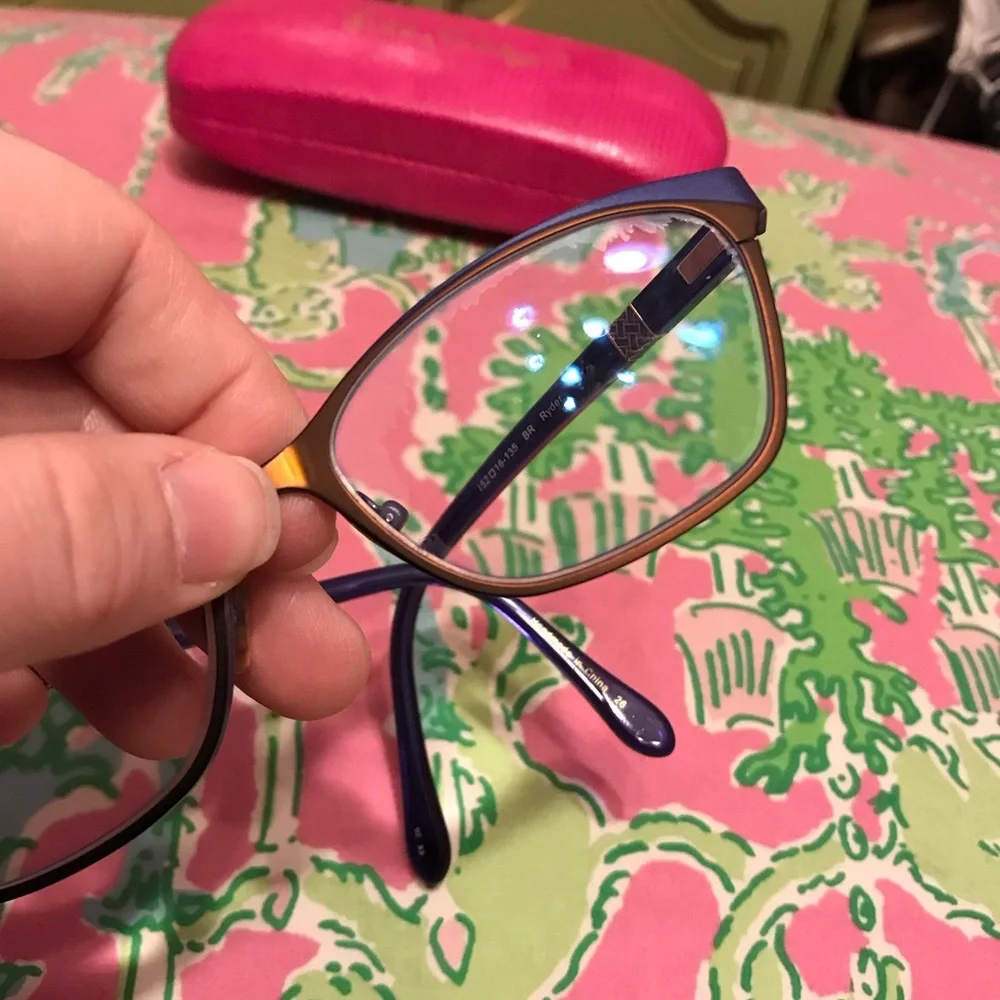Lilly Pulitzer brown and navy Ryder eyeglasses - Picture 6 of 9